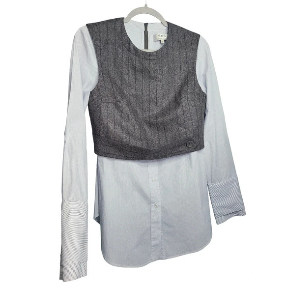 Sea New York Colorblock Pattern Crew Neck Top Size 0 - Picture 2 of 10